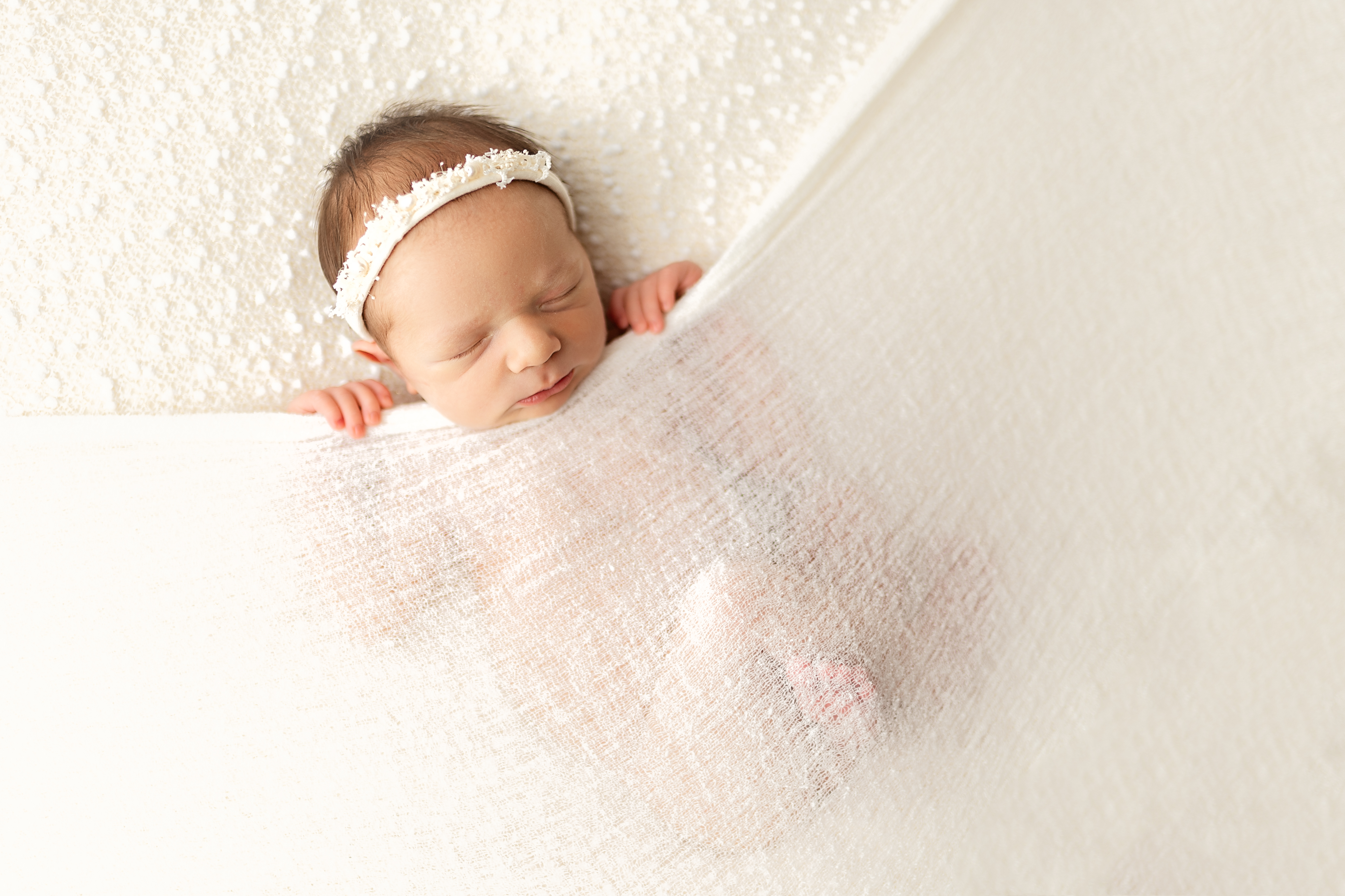 newborn asleep on white backdrop