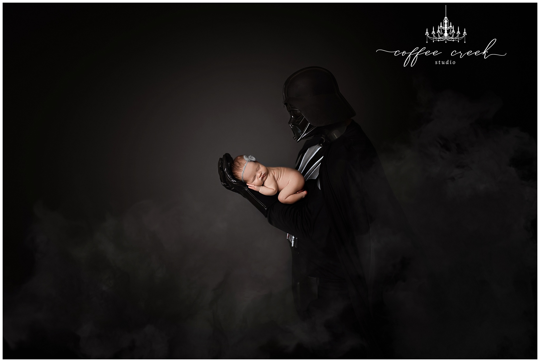 Kira newborn with Darth Vader